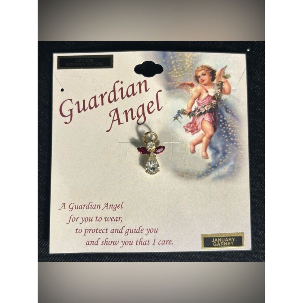 Garnet Birthstone Guardian Angel Elements Pin (JANUARY) Made In USA Crystal